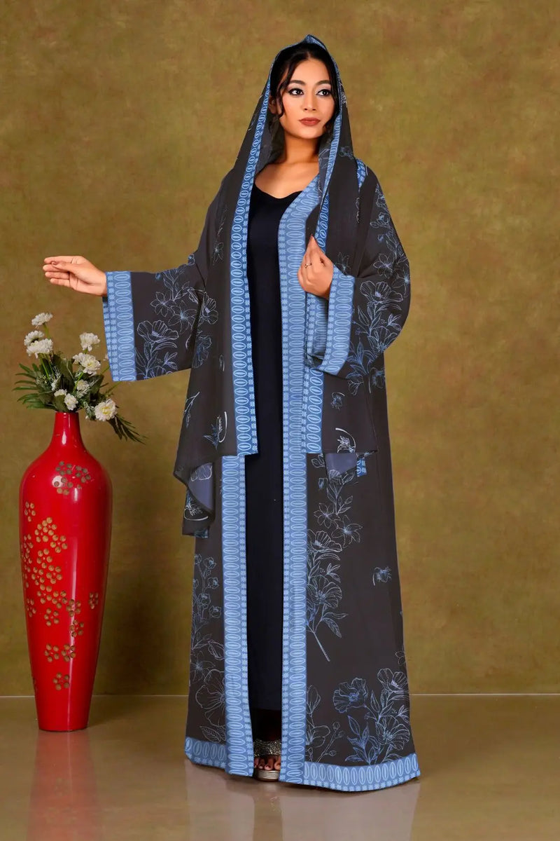 Chiffon Shrug Set with Floral Outline Print gajiwala export