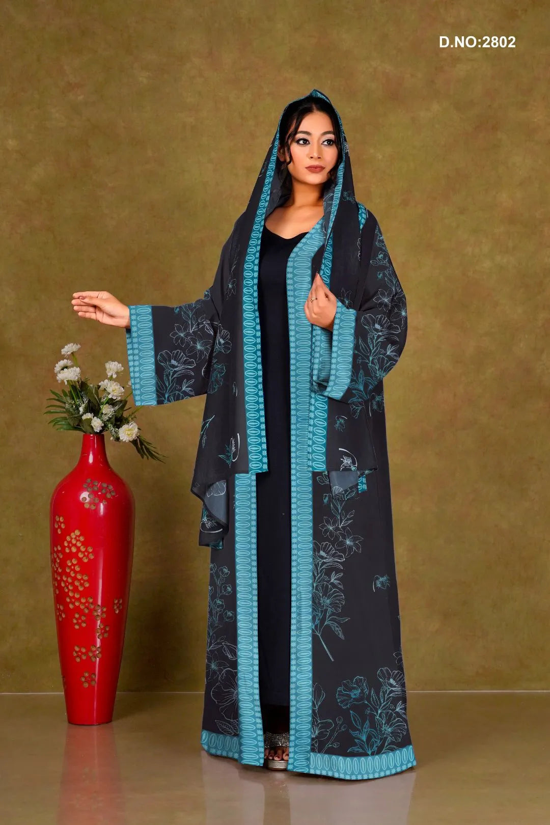 Rama Chiffon Shrug Set with Floral Outline Print