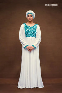 Rama Neck Design White Kaftan With Scarf For Women