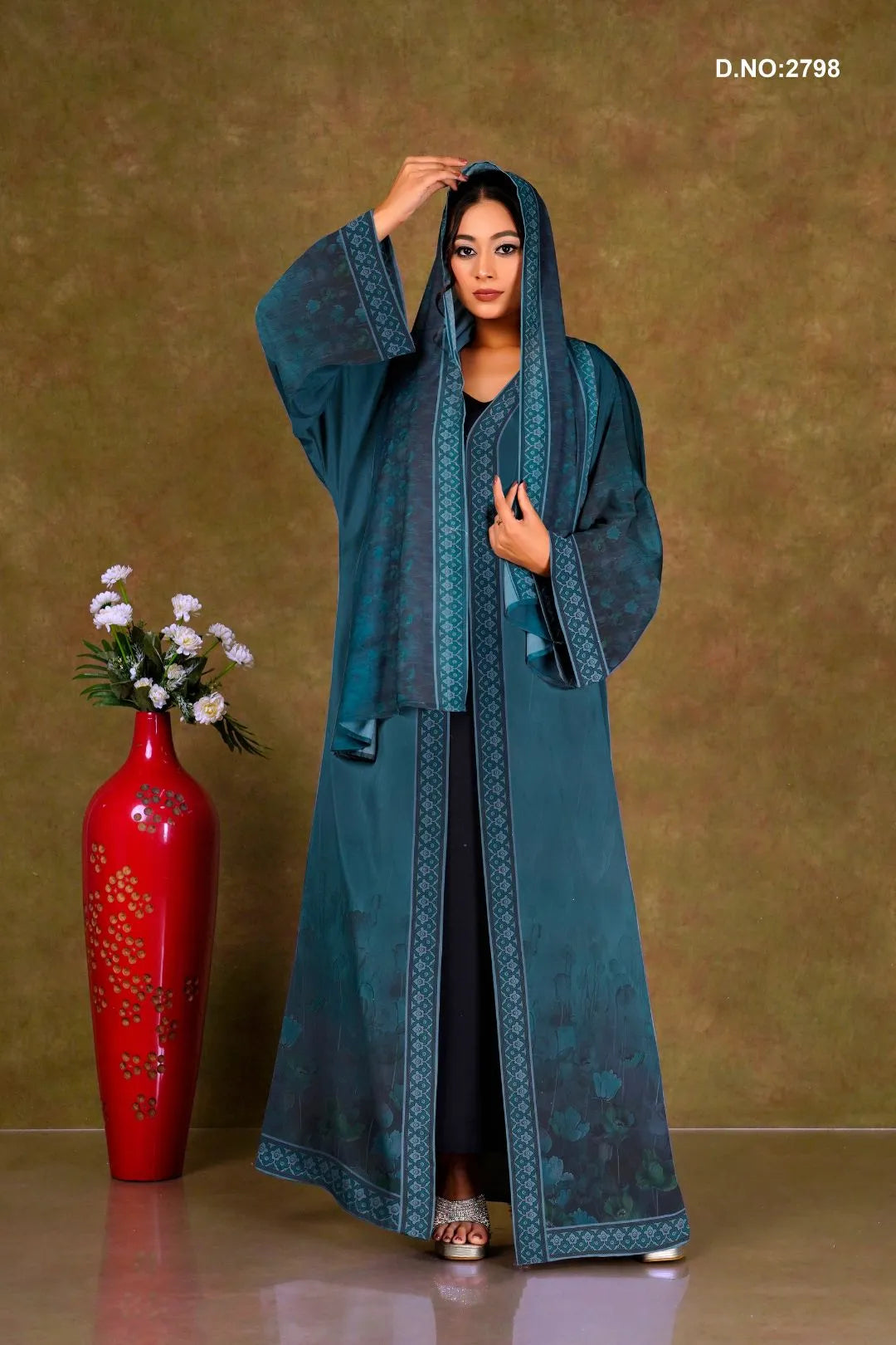 Rama Stylish Floral Printed Shrug with Dupatta Style Drape