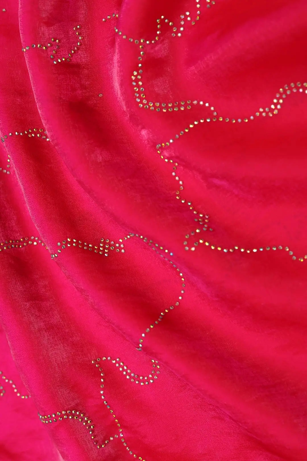 Red Jiny Mani Diamond Work Fabric Gajiwala Export