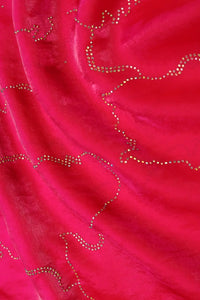 Red Jiny Mani Diamond Work Fabric Gajiwala Export