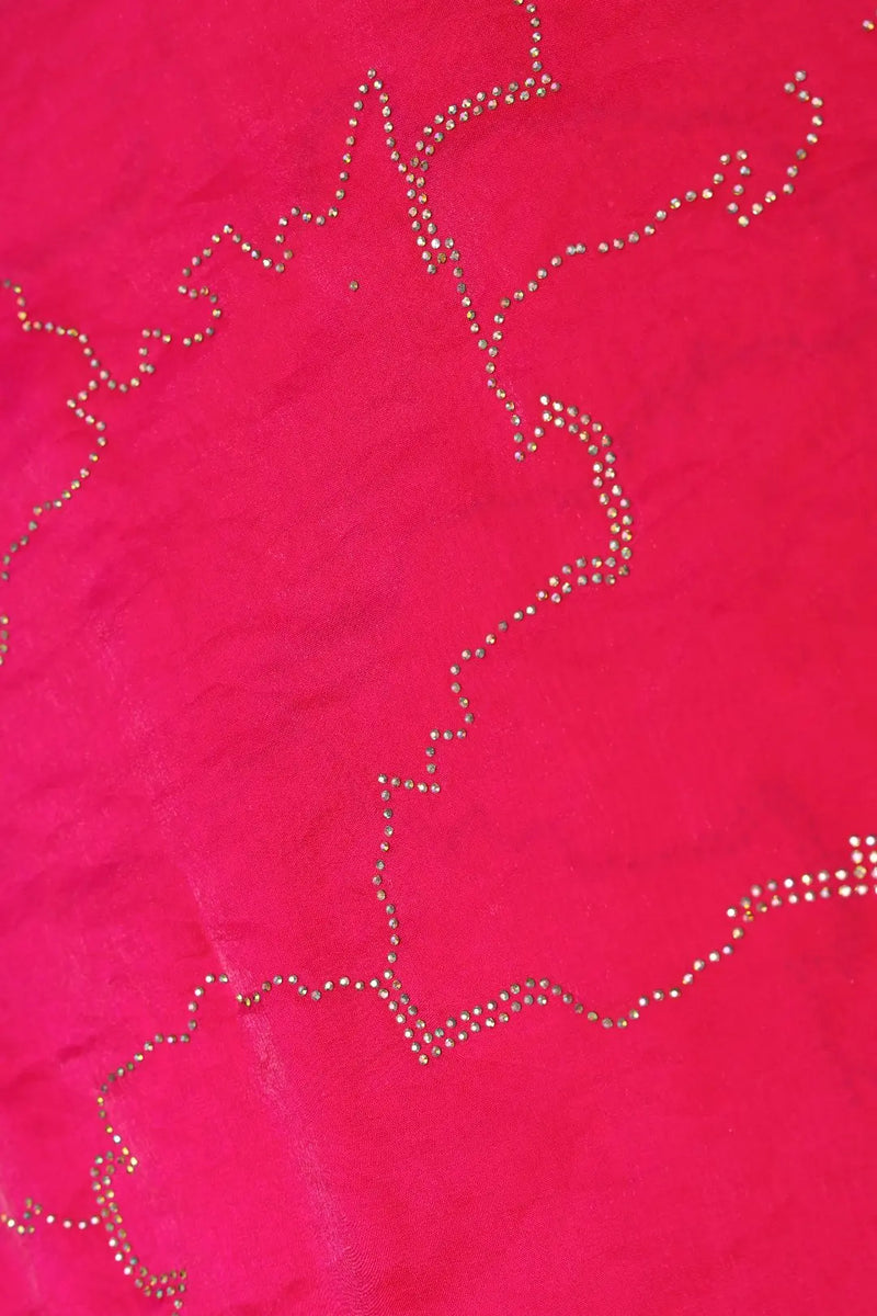 Red Jimy Miny Diamond Work Fabric-GAJIWALA EXPORT