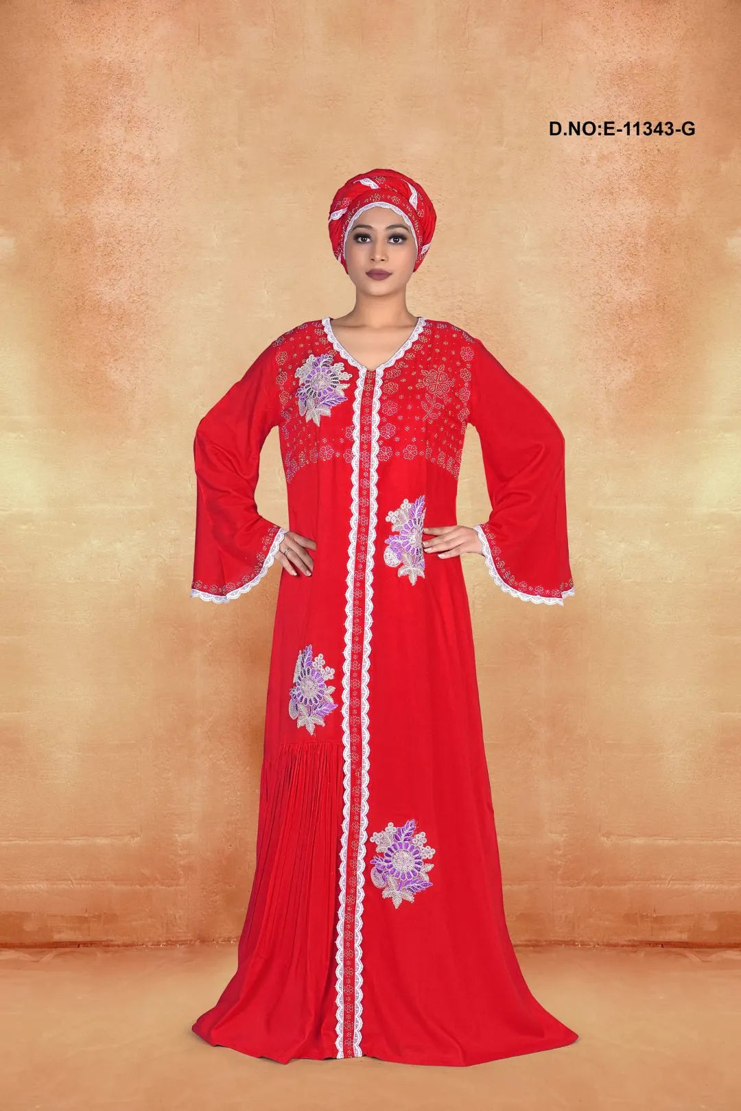 Red Abaya Dubai Women Elegant Party Wear Kaftan