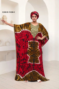 Red Classic Embroidery Neck Works Farasa For Women