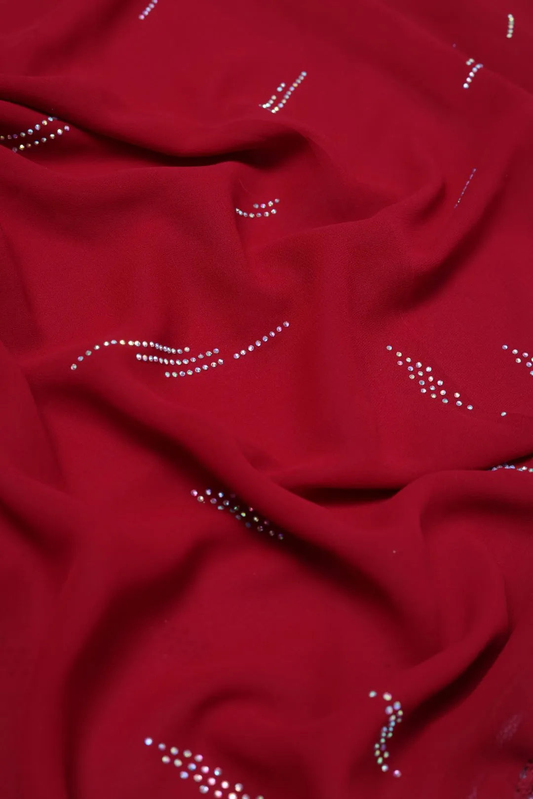 Red Stone Work Stole For Abaya