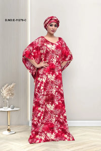 Red Embellished Farasa Gown For Women