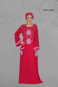 Red Hand Embroidered Gorgeous Kaftan in Light Weight