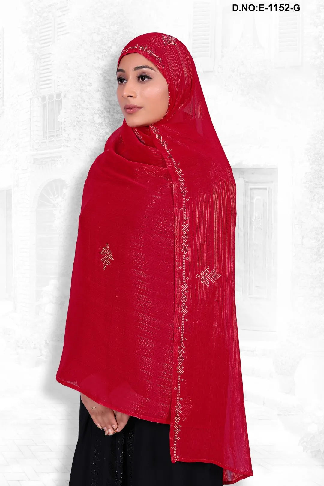 Red Ready Designer Diamond Work Dupatta For Women