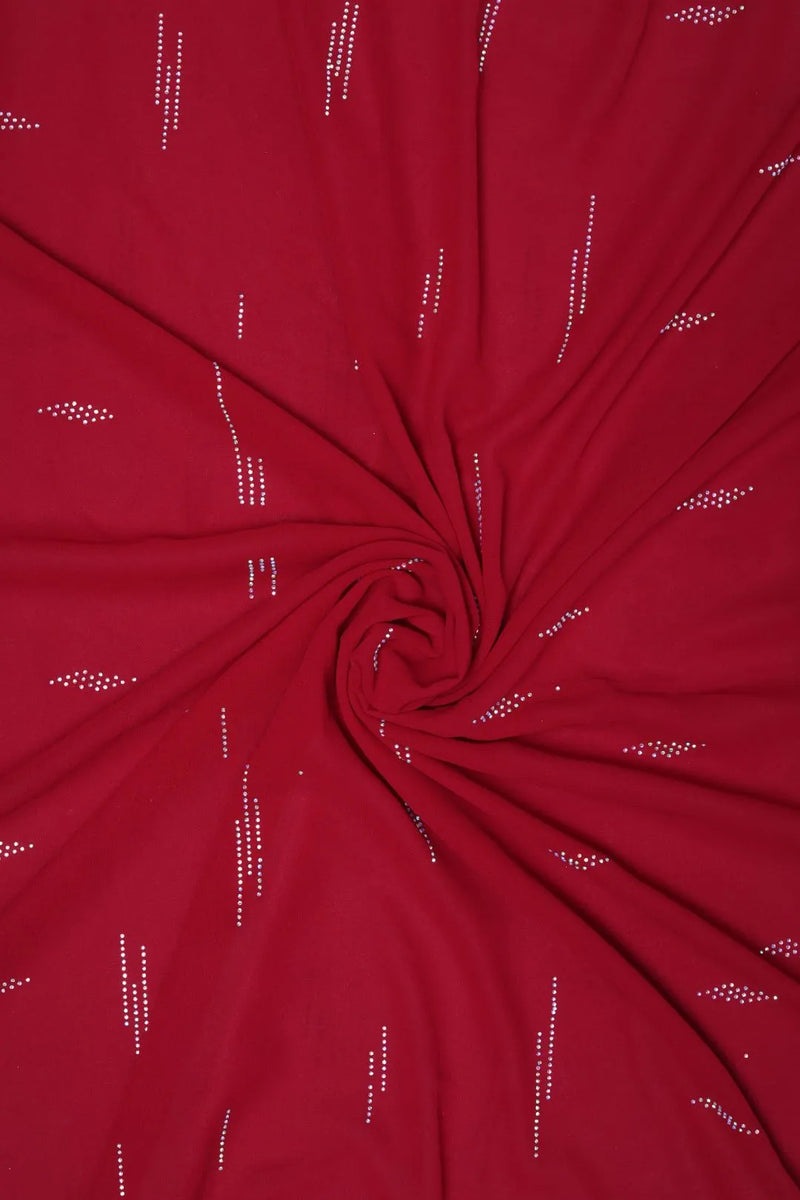 Red Stone Work Stole For Abaya