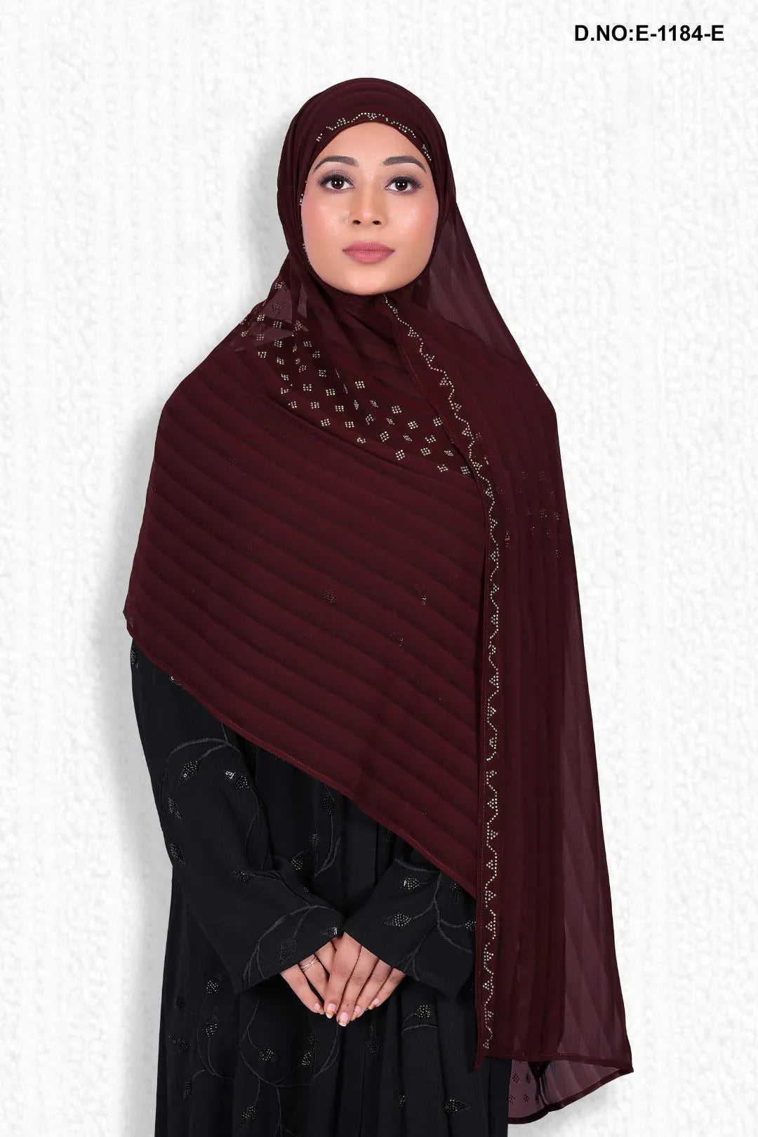 Rose Gold Designer Diamond Work Dark Lining Dupatta