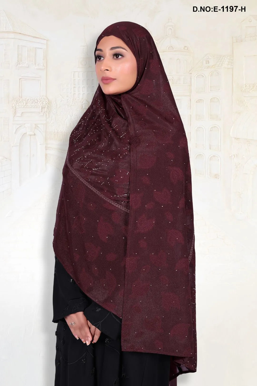 Rose Gold Radiant Leaf Design with Diamond Work Dupatta