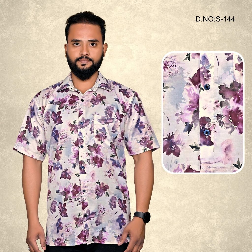 Casual Half Sleeve Printed Wine Shirts