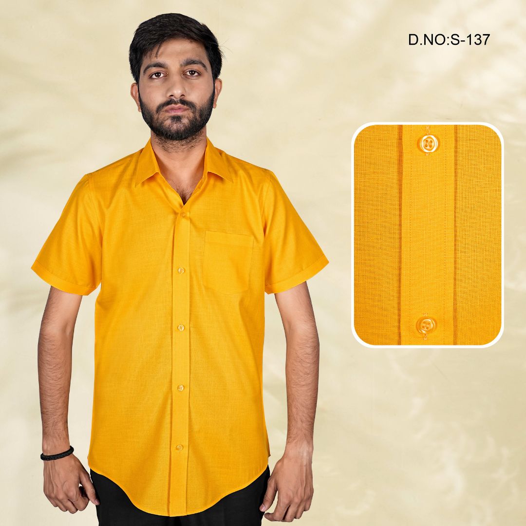 FORMAL YELLOW HALF SLEEVE SHIRT FOR MAN