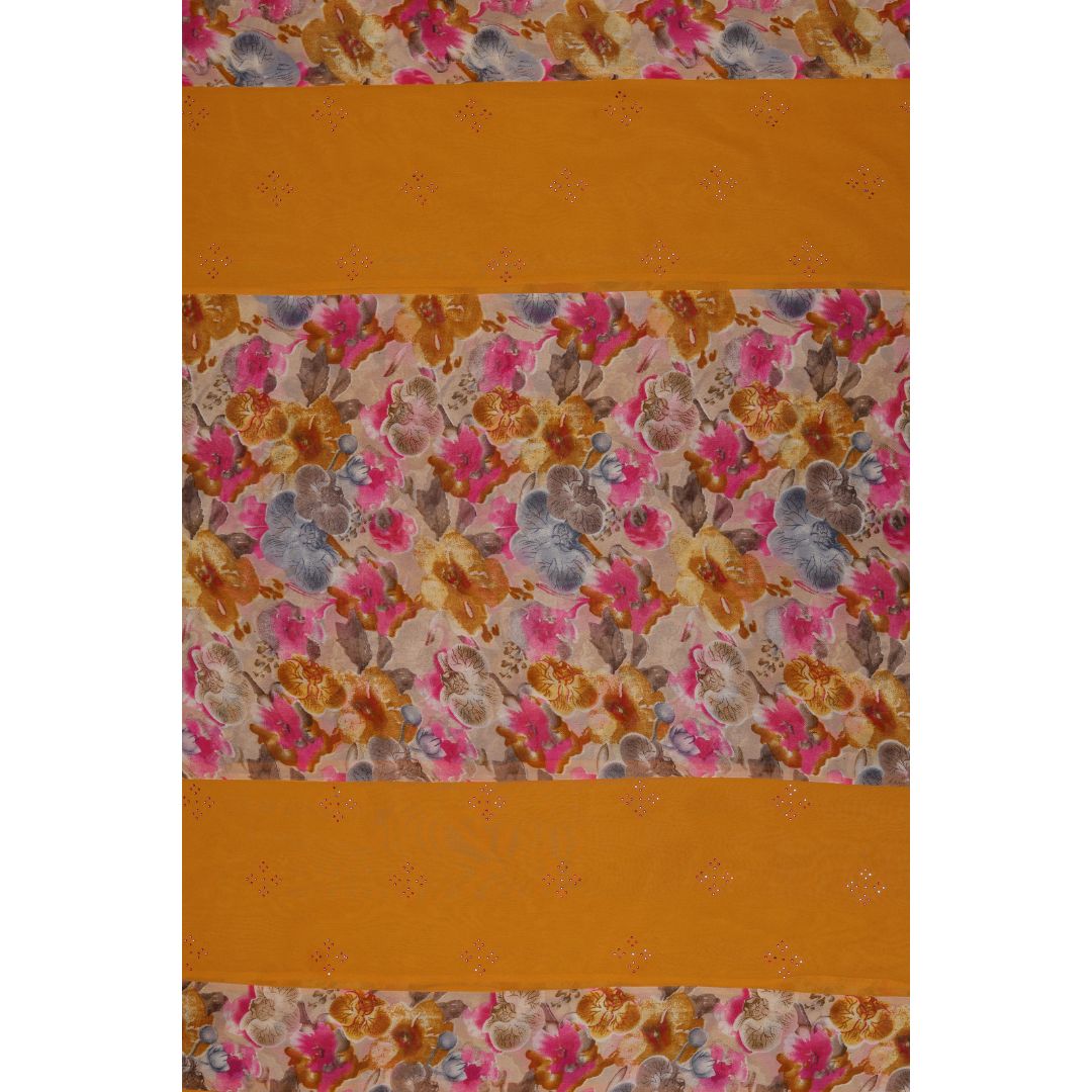 YELLOW FLOWER PRINTED STOLE FOR ABAYA