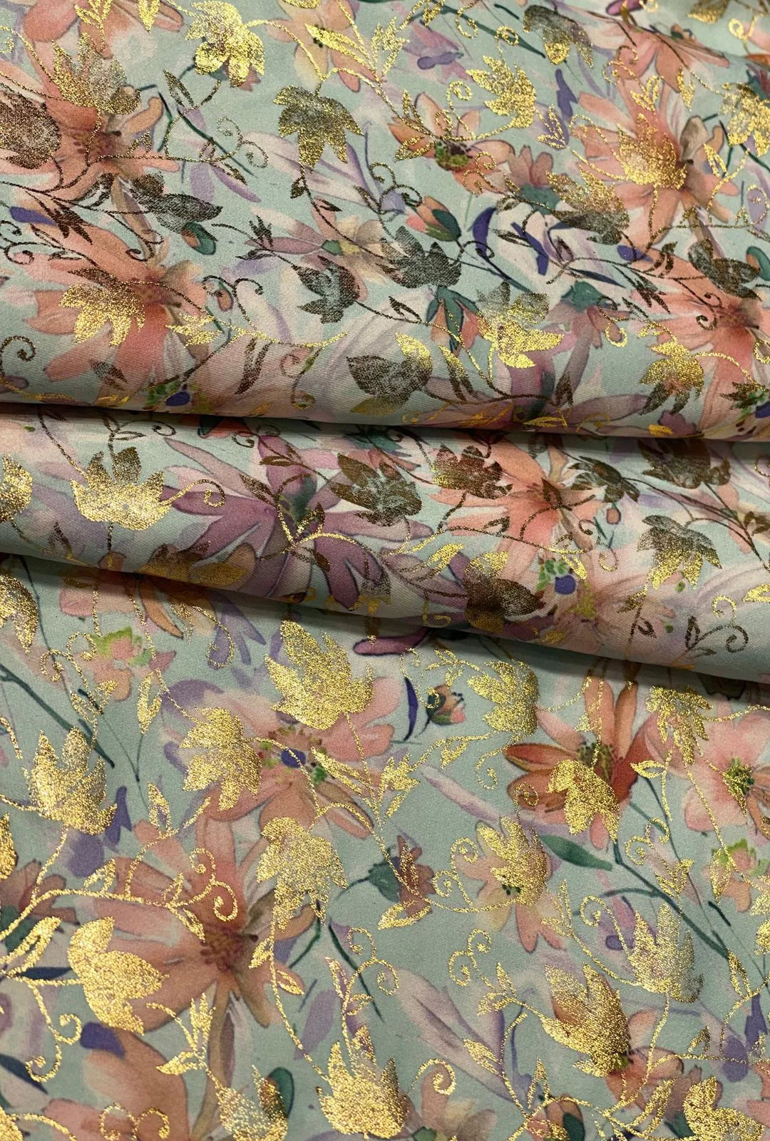 Satin With Foil Blooming Petals Array Artisan Clothing Length
