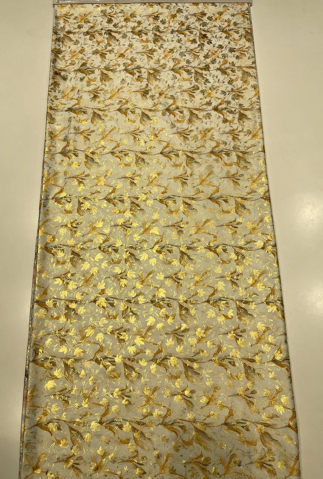 Satin With Foil Plant Branches Shapes Unstitched Dress Fabric