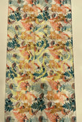 Satin with Foil Emblazoning Gilded Ferns Towards Unstitched Fabric
