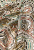 Scalloped Pattern Embroidered Georgette Fabric Yardage