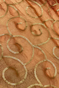 Scrolling Sequin Swirl Crushed NC Satin Premium Fabric