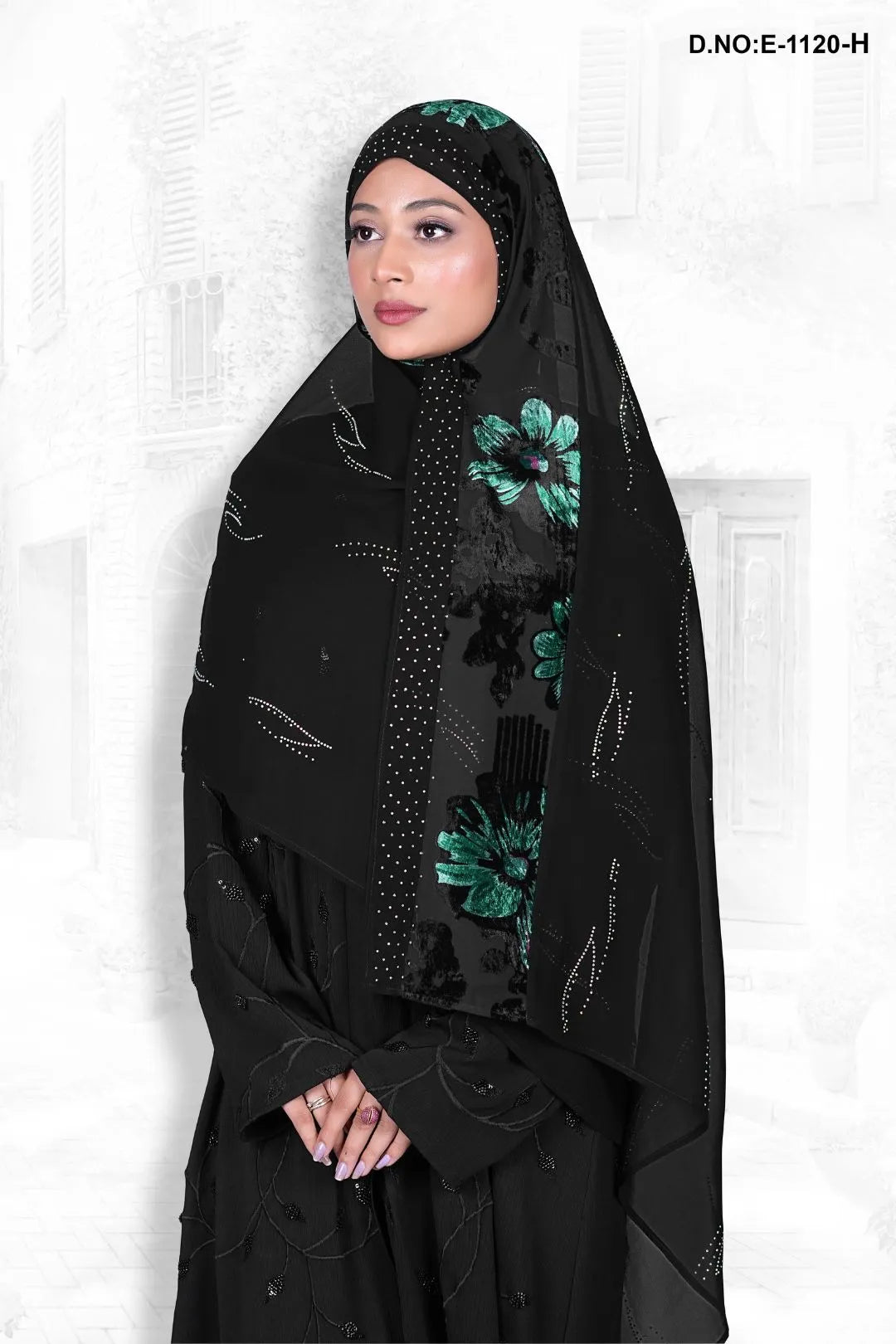 Sea Green Embellished Flower and Stone Work Dupatta for Women