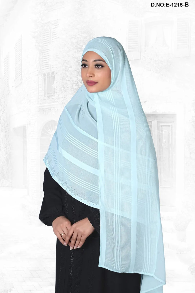 Sea Green Plus Free Size Long Stone Hijab, khimar or prayer makhana