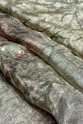 Sequin Corded Leaf Embroidered Crushed NC Satin Fabric