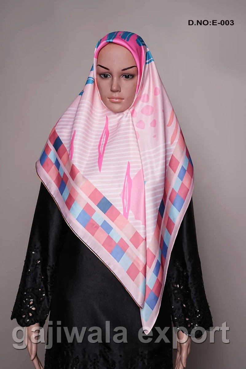 Silk Printed Pink Scarf for Girls