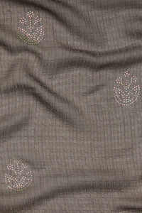 Silver DiamondWork Gray Stole For Abaya