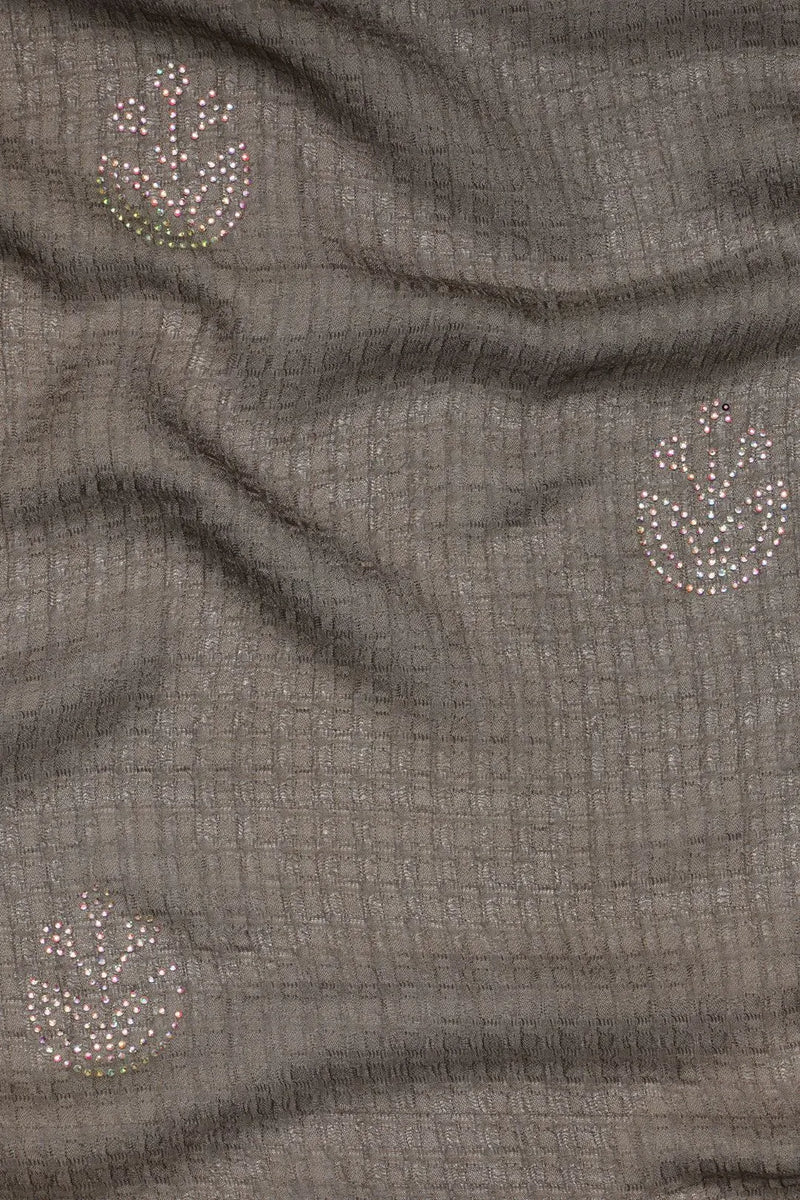 Silver DiamondWork Gray Stole For Abaya
