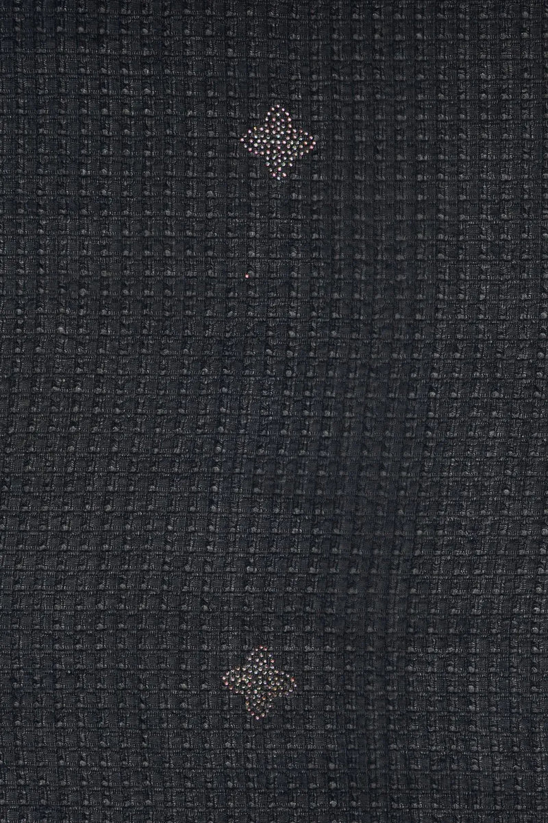 Silver Diamond Work Black Stole For Abaya