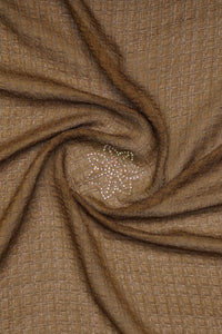 Silver Diamond Work Brown Stole For Women