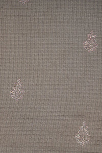 Silver Diamond Work Gray Stole For Womens