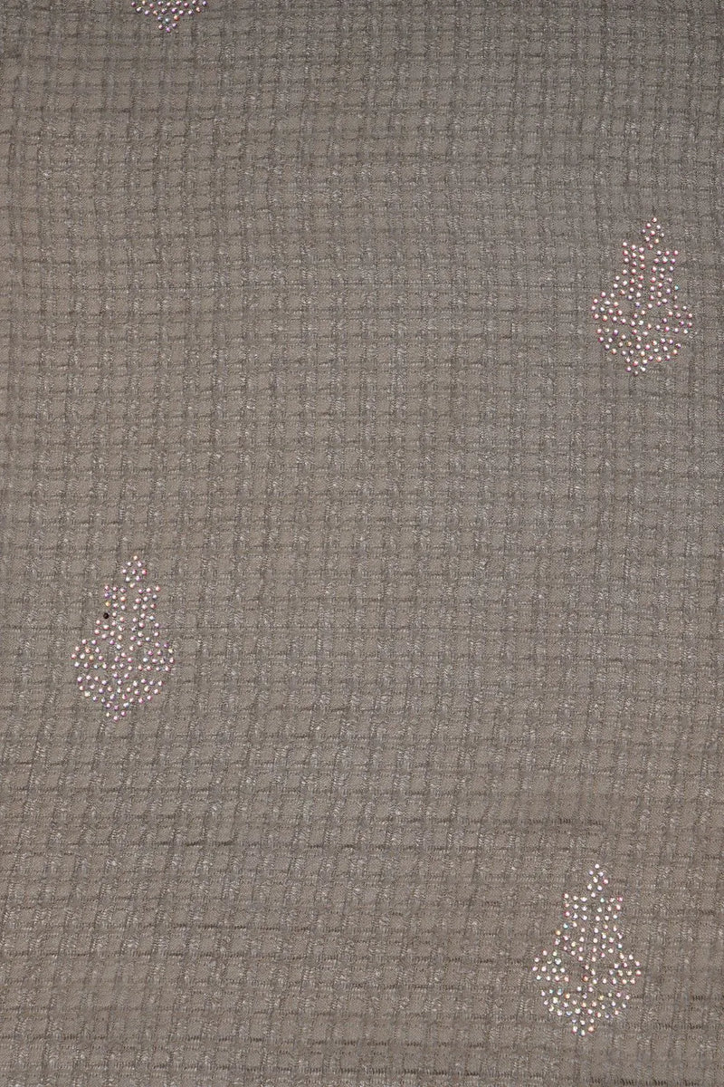 Silver Diamond Work Gray Stole For Womens