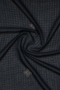 Silver Diamond Work Black Stole For Abaya