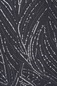 Butterfly Net With Silver Hand Work Black Fabric