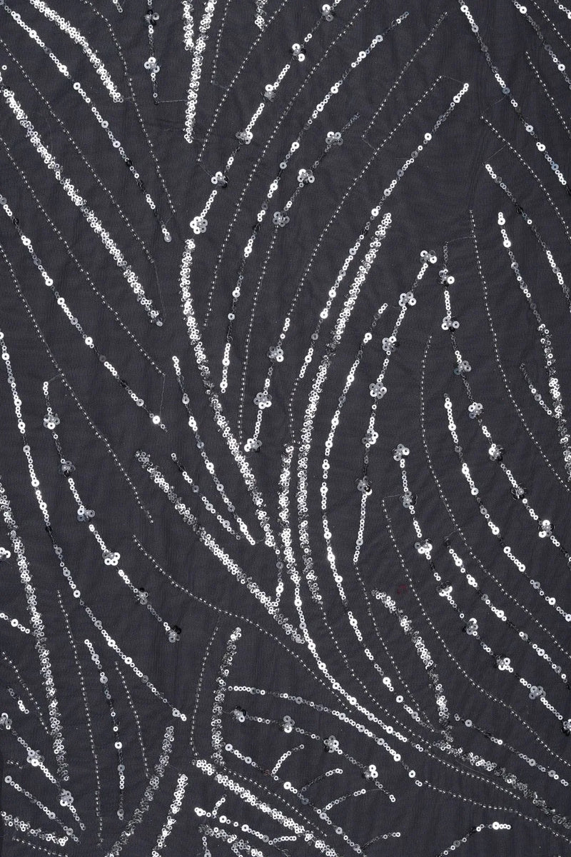 Butterfly Net With Silver Hand Work Black Fabric