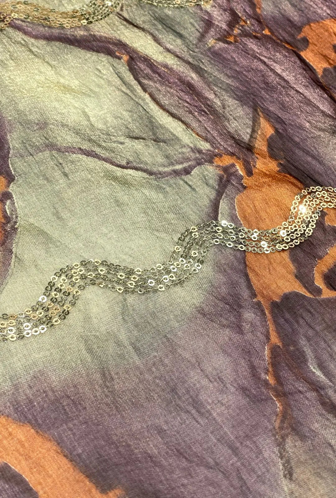 Sinuous Sequin Wave Marbled NC Satin Premium Fabric
