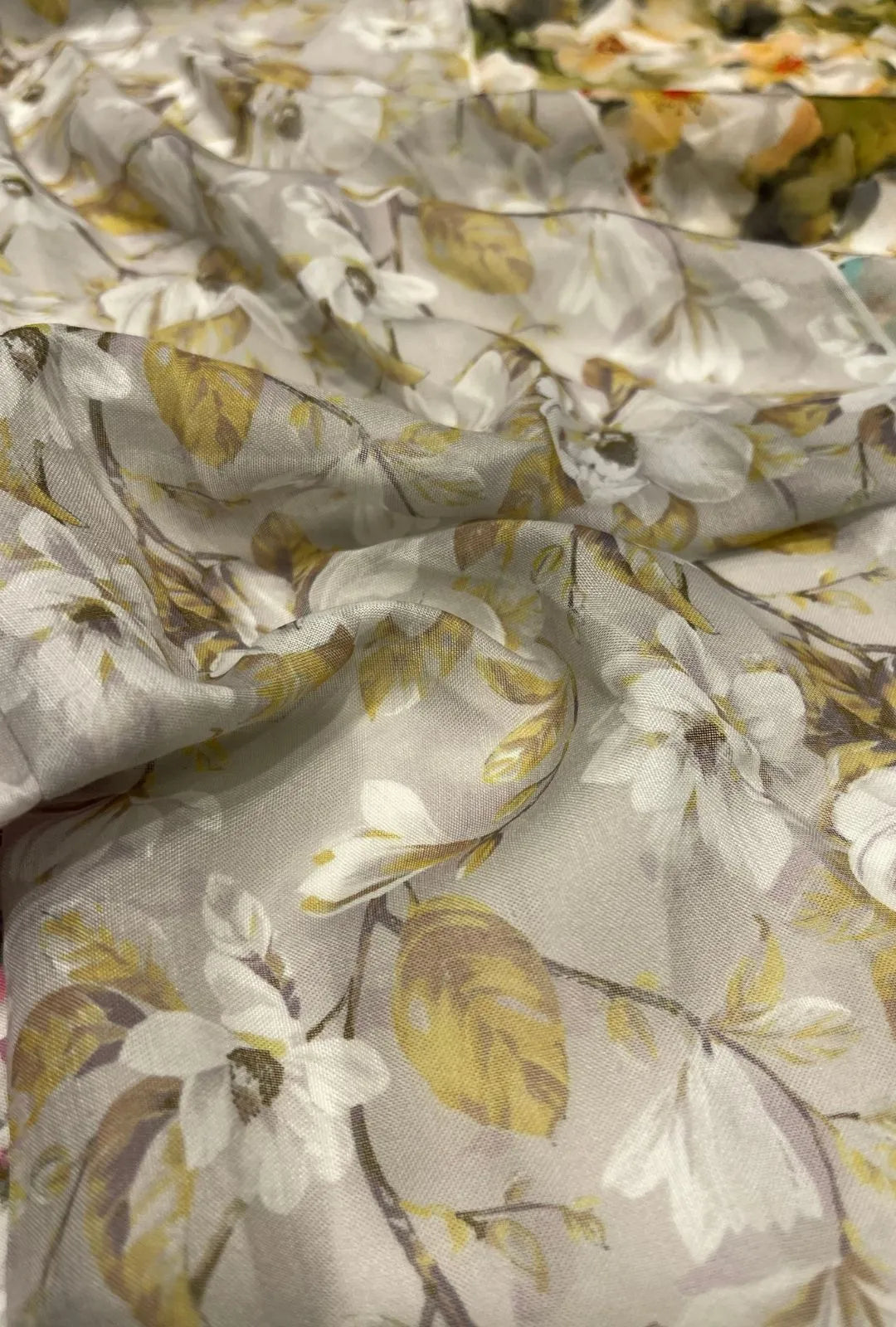 Sketchy Botanical Branch Printed London Cotton Thobe Fabric