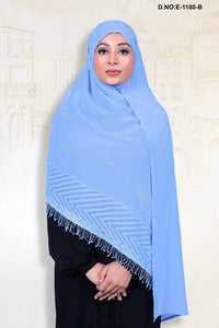 SkyBlue Diamond Stone Work Dupatta With Lace