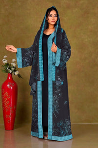 Chiffon Shrug Set with Floral Outline Print gajiwala export