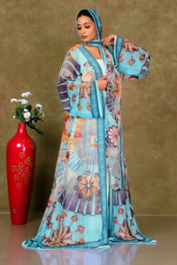 Woman wearing a colorful shrug with a pattern gajiwala export