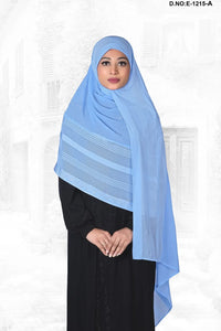 Sky Blue Plus Free Size Long Stone Hijab, khimar or prayer makhana
