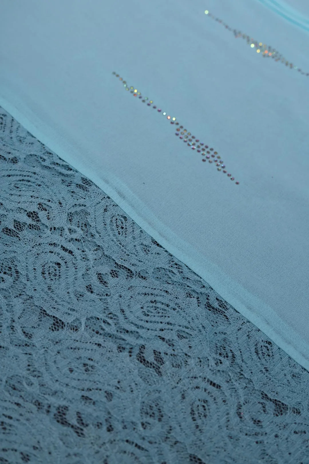 Skyblue Net Design Stole For Abaya