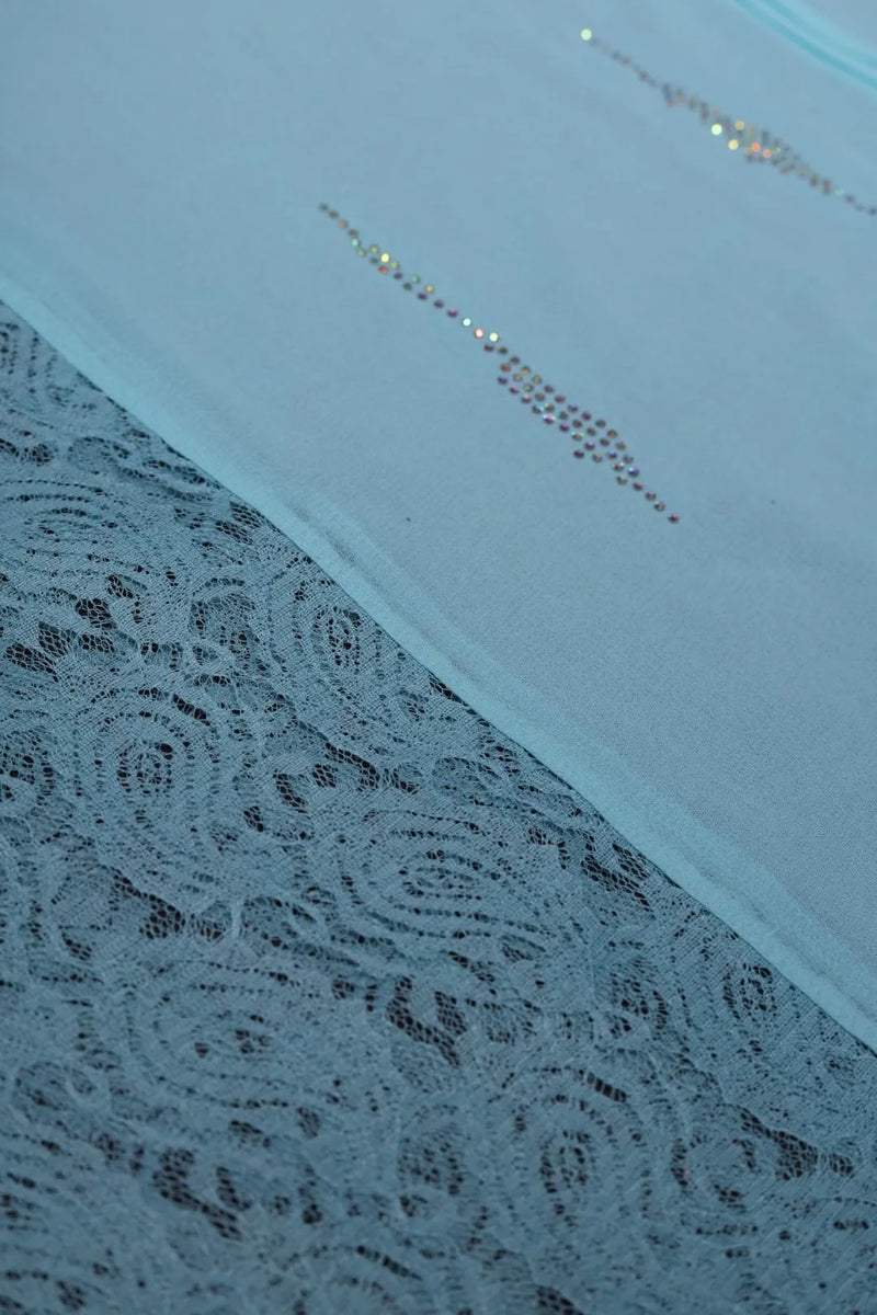 Skyblue Net Design Stole For Abaya