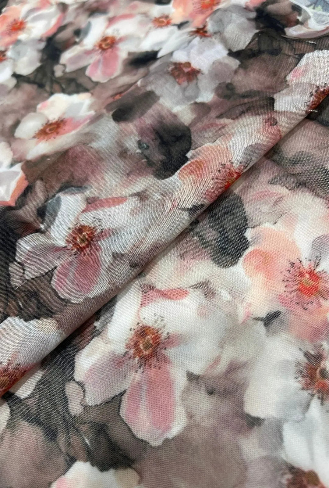 Smoky Watercolor Floral Printed London Cotton Kimono Cape
