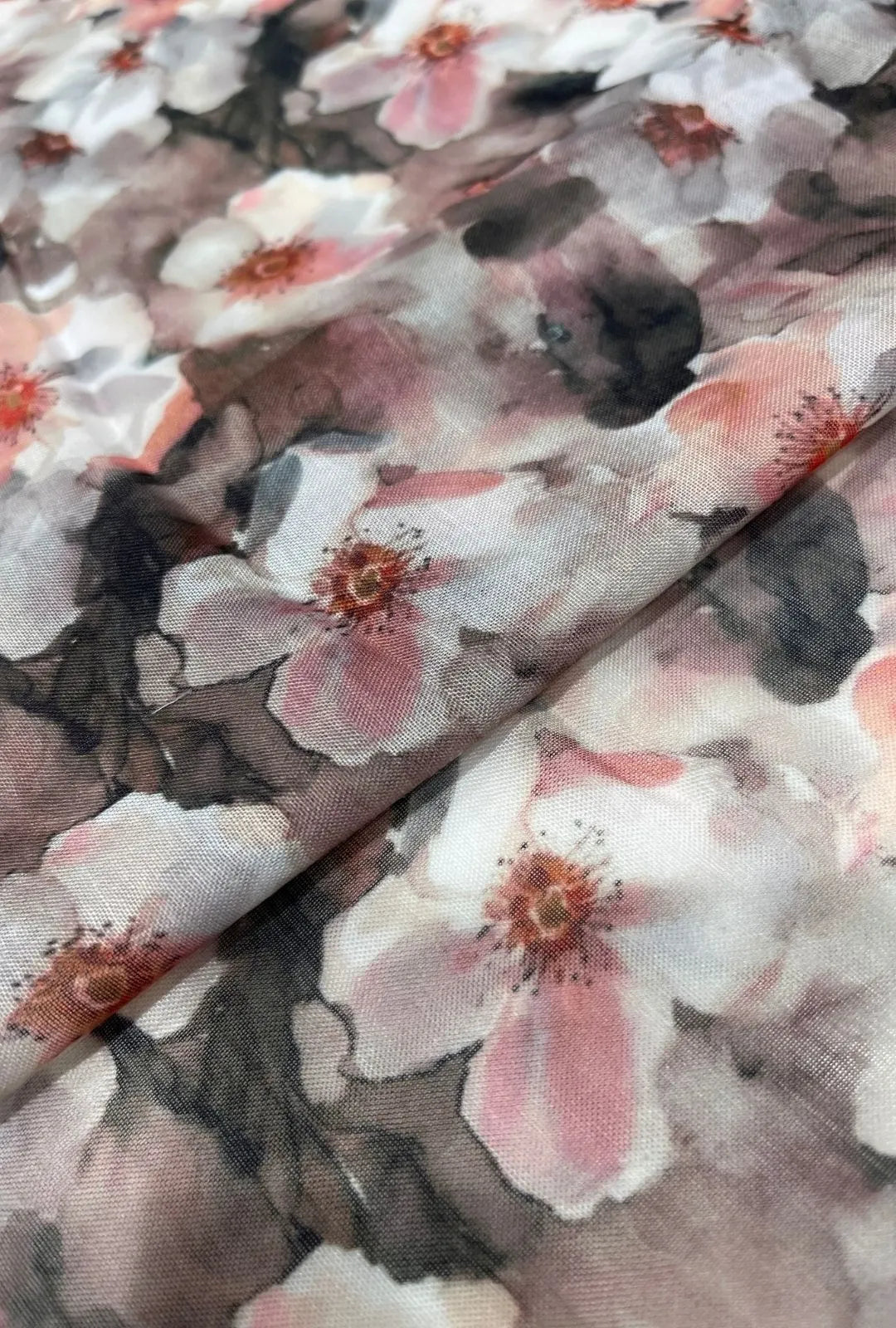 Smoky Watercolor Floral Printed London Cotton Kimono Cape