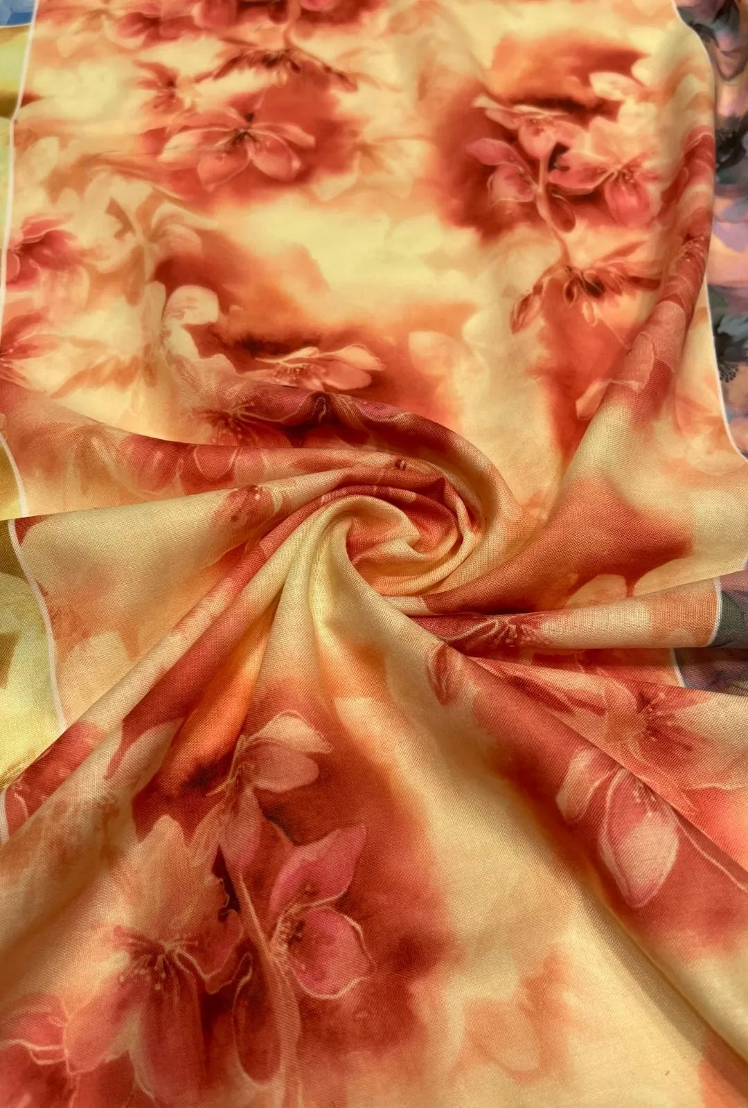 Smudged Watercolor Printed London Cotton Festive Robe Fabric