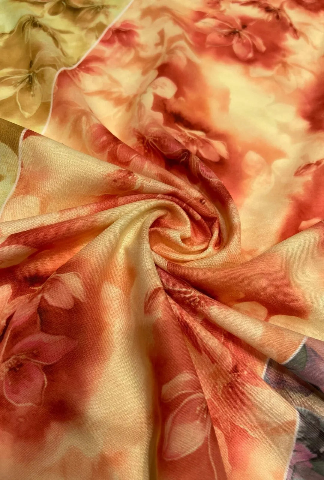Smudged Watercolor Printed London Cotton Festive Robe Fabric