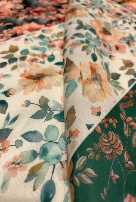 Snow Cotton Fabric Featuring Contemporary Digital Print Patterns
